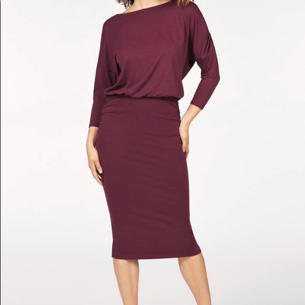 JustFab Relaxed Dolman Dress in Boysenberry